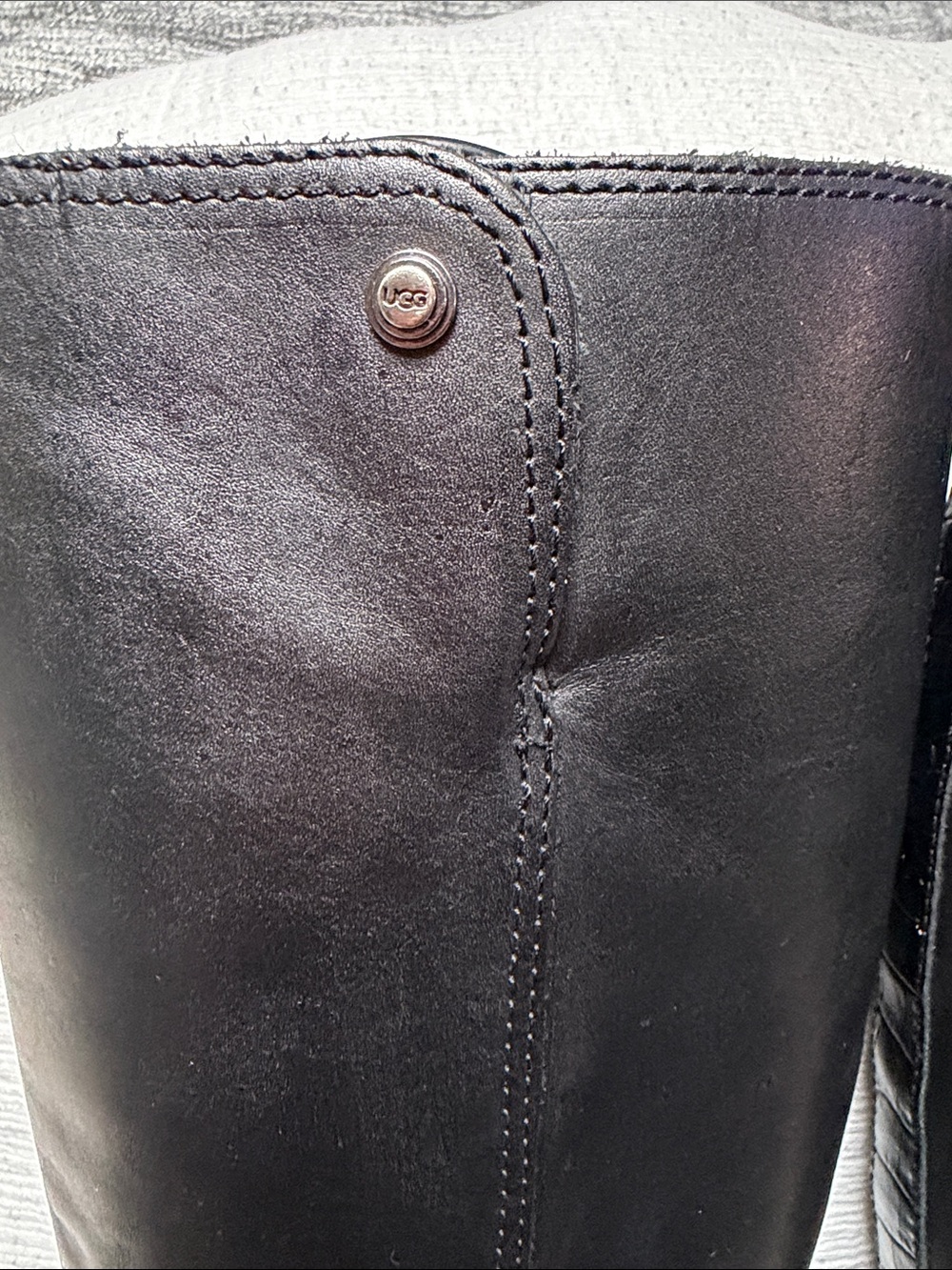 UGG Black Leather Knee-High Riding Boots - Picture 7 of 15